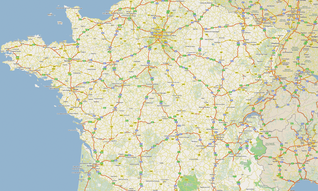 Carte de France issue de Google Map